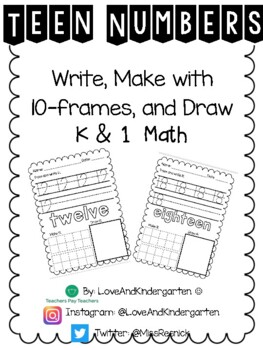 Preview of Teen Numbers: Write, Make, Draw 11-20