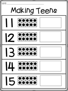 Teen Numbers 11-20 Cut and Paste Worksheets by Tools for Busy Hands