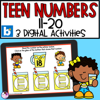 Preview of Teen Numbers | Number Sense | Numbers 11-20 | BOOM Cards™