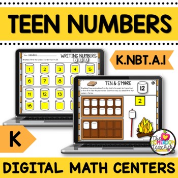 Preview of Making Teen Numbers 11-20 Ten and Some Ones Digital Math Center on Google Slides