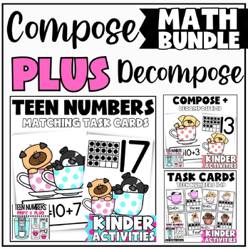 Preview of Teen Numbers Place Value Fun! Task Cards & Worksheet Bundle