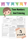 Teen Numbers And Coloring ( 5 pages)