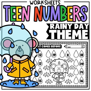 Preview of Teen Numbers {Before + After} Kindergarten Math Worksheets