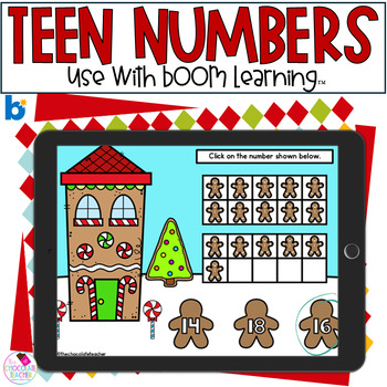 Preview of Teen Numbers - Gingerbread Math - Christmas Boom Cards™