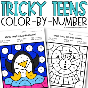 winter colorteen number worksheets  teaching resources