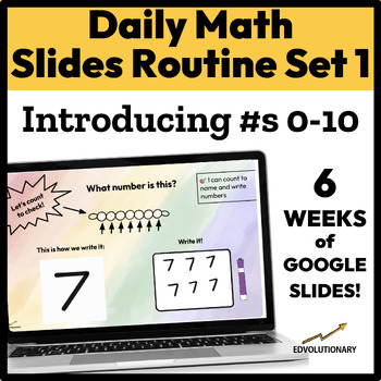 Preview of Daily Math Slides Routine for Number Recognition & Number Writing 0-10