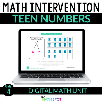 Preview of Teen Numbers  Digital 1st Grade Math Intervention Unit