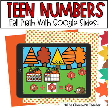 Preview of Teen Numbers - Fall Math - Google Slides™