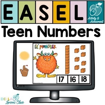 Preview of Teen Numbers - Easel by TpT Self-Checking Digital Activity