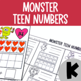 Teen Numbers  - February Kindergarten Math Center (Valentine's)