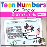 Teen Numbers Game with Ten Frames and Unicorns Boom Cards 