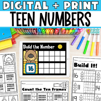 Preview of Building Teen Numbers Digital Activity and Worksheets