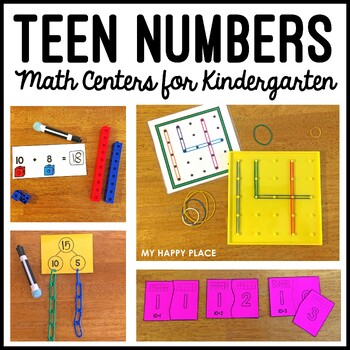 Preview of Teen Numbers Kindergarten Math Centers – Teen Numbers Centers - Tricky Teens