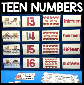 Preview of FLASH FREEBIE Teen Numbers Kindergarten Task Cards Decomposing Numbers Base Ten