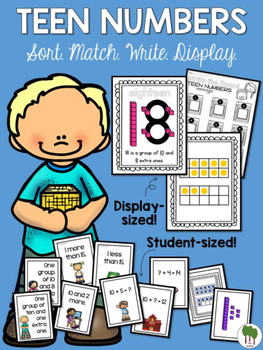 Preview of Teen Numbers - Matching - Sorting - Touch Dots - Teen Number Write the Room