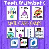 Teen Numbers Math Card Games-Go Fish, Uno, Shark Attack