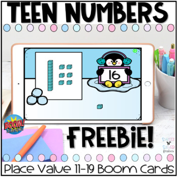 Teen Numbers - Place Value 11-19 Boom Cards FREEBIE