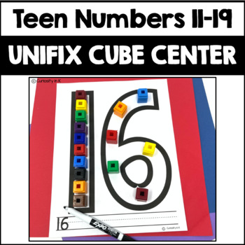 Preview of Teen Numbers Place Value Math Center With Unifix Cubes