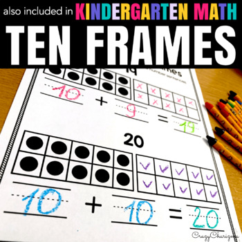 Preview of Teen Numbers Practice with Ten Frame Addition Worksheets