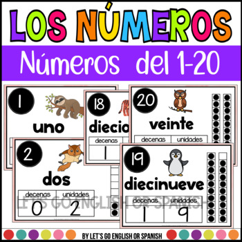 Preview of Teen Numbers Spanish Posters - Números del 1-20 posters - centros