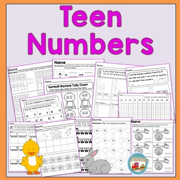 Preview of Teen Numbers Spring Fun~Print and Go