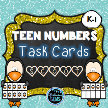Preview of Teen Numbers Task Cards Winter Theme | Winter Numbers