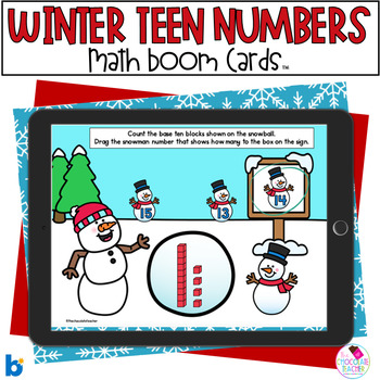 Preview of Teen Numbers - Winter Math - Boom Cards™