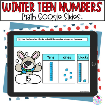 Preview of Teen Numbers - Winter Math - Google Slides™