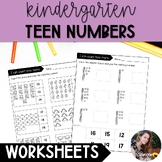 Teen Number Worksheets - Base Ten Blocks, Teen Number Ten 