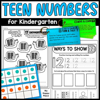 Preview of Teen Numbers Kindergarten Worksheets and Activities – Decomposing Teen Numbers