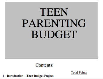 Preview of Teen Parenting Budget