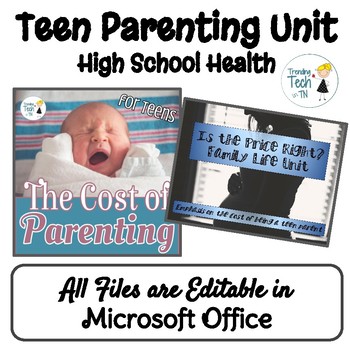 Preview of Teen Parenting Costs Unit - Editable in Microsoft Office!