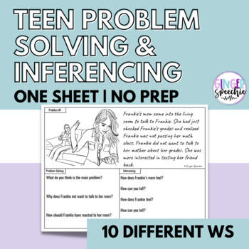 Preview of Teen Problem Solving & Inferencing | No Prep | One Sheet Activity