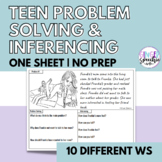 Teen Problem Solving & Inferencing | No Prep | One Sheet Activity