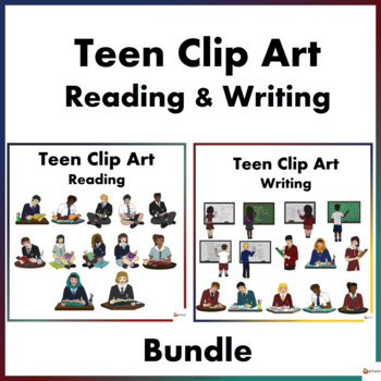 Preview of Teen Reading and  Writing In Uniform Clip Art Bundle