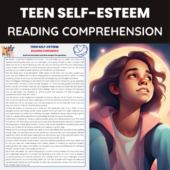 Preview of Teen Self Esteem Reading Passage for Adolescence Life Skills and Resilience