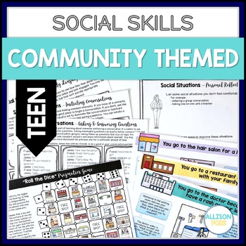 Preview of Teen Social Skills Activities for Community Scenarios - Speech Therapy Unit