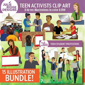 Preview of Teen Student Activists & Teen Protesters Clip Art BUNDLE!