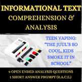 Teen Vaping | Reading Comprehension & Analysis Passage | I