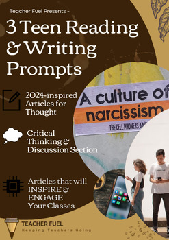 Preview of Teen Writing Prompts - Social Platforms, Narcissism, Online Anonymity Articles