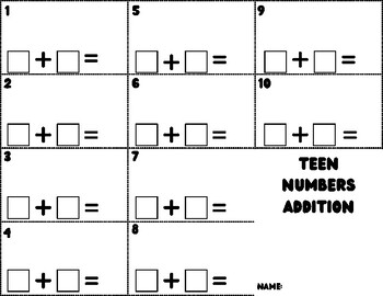 Preview of Teen numbers addition