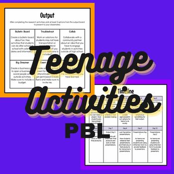 Preview of Teenage Activities PBL