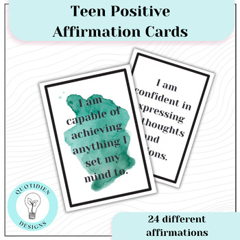 Preview of Teenager Printable Positive Affirmation Cards
