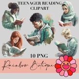 Teenager Reading clipart, realistic teenager clip art, boo