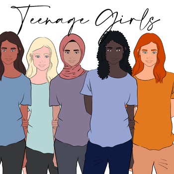 Preview of Teenager / Teen girl clipart multicultural diversity classroom- Commercial use
