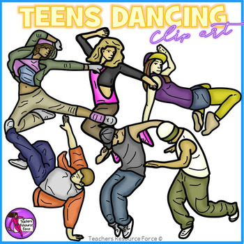 Preview of Diverse teens dancing realistic clip art
