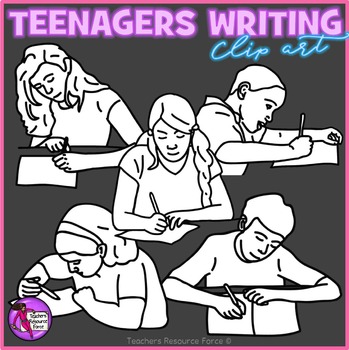 Teenagers Writing Clip Art