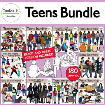 Teens Clip Art Bundle by Caroline C Illustration