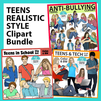 Preview of Teens Clipart Realistic Style Bundle