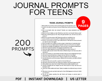 Teens Journal Prompts, Journal Prompts for Teens, Writing Prompts for Teens